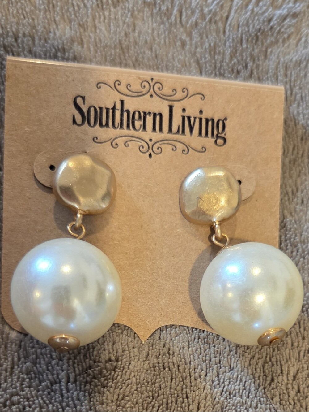 Southern Living Gold-Tone Pearl Stud Earrings